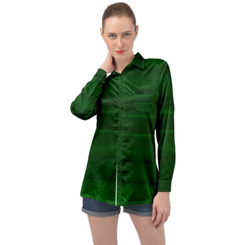 Emerald Green Ombre Long Sleeve Satin Shirt by SpinnyChairDesigns