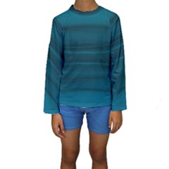 Teal Blue Ombre Kids  Long Sleeve Swimwear by SpinnyChairDesigns