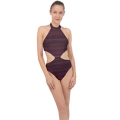 Burgundy Wine Ombre Halter Side Cut Swimsuit by SpinnyChairDesigns