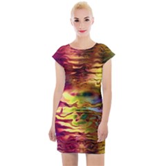 Electric Tie Dye Colors Cap Sleeve Bodycon Dress by SpinnyChairDesigns