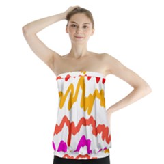 Multicolored Scribble Abstract Pattern Strapless Top