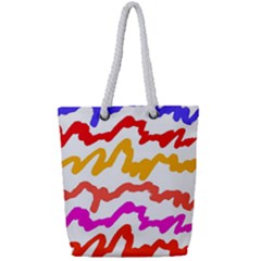 Multicolored Scribble Abstract Pattern Full Print Rope Handle Tote (small)