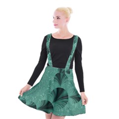 Biscay Green Black Spirals Suspender Skater Skirt by SpinnyChairDesigns