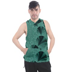 Biscay Green Black Spirals Men s Sleeveless Hoodie by SpinnyChairDesigns