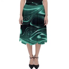 Biscay Green Black Swirls Classic Midi Skirt by SpinnyChairDesigns