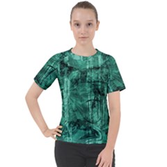 Biscay Green Black Textured Women s Sport Raglan Tee