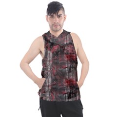 Red Black Abstract Texture Men s Sleeveless Hoodie