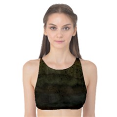 Army Green Grunge Texture Tank Bikini Top by SpinnyChairDesigns