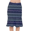 Boho Navy Teal Violet Stripes Short Mermaid Skirt View1