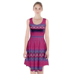 Magenta Blue Stripes Racerback Midi Dress by SpinnyChairDesigns