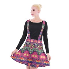 Boho Colorful Pattern Suspender Skater Skirt by SpinnyChairDesigns