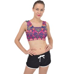 Boho Colorful Pattern V-back Sports Bra by SpinnyChairDesigns