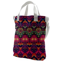 Boho Colorful Pattern Canvas Messenger Bag by SpinnyChairDesigns