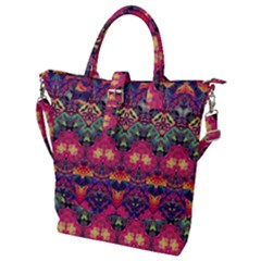 Boho Colorful Pattern Buckle Top Tote Bag by SpinnyChairDesigns