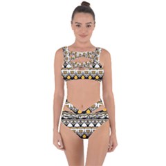 Boho Black White Yellow Bandaged Up Bikini Set  by SpinnyChairDesigns