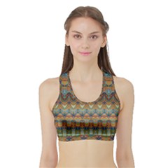 Boho Earth Colors Pattern Sports Bra With Border by SpinnyChairDesigns