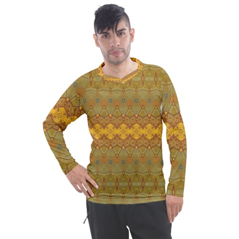 Boho Old Gold Pattern Men s Pique Long Sleeve Tee by SpinnyChairDesigns