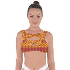 Boho Red Gold Pattern Bandaged Up Bikini Top by SpinnyChairDesigns