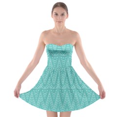 Boho Teal Pattern Strapless Bra Top Dress by SpinnyChairDesigns