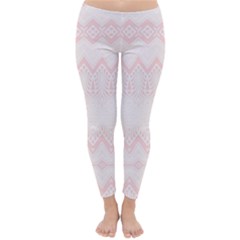 Boho Pastel Pink Pattern Classic Winter Leggings by SpinnyChairDesigns