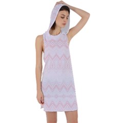 Boho Pastel Pink Pattern Racer Back Hoodie Dress by SpinnyChairDesigns