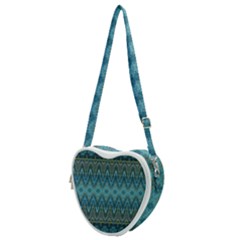 Boho Teal Blue Pattern Heart Shoulder Bag by SpinnyChairDesigns