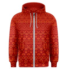 Boho Red Orange Men s Zipper Hoodie by SpinnyChairDesigns