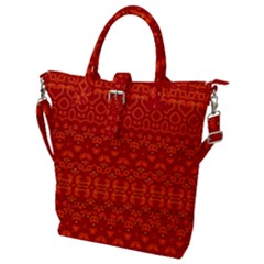 Boho Red Orange Buckle Top Tote Bag by SpinnyChairDesigns