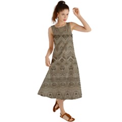 Boho Khaki  Summer Maxi Dress by SpinnyChairDesigns