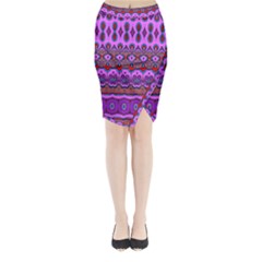 Boho Magenta Pattern Midi Wrap Pencil Skirt by SpinnyChairDesigns