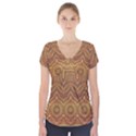 Boho Sunflower Print Short Sleeve Front Detail Top View1