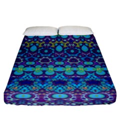 Boho Purple Blue Teal Floral Fitted Sheet (king Size) by SpinnyChairDesigns