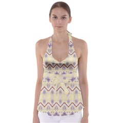 Boho Violet Yellow Babydoll Tankini Top by SpinnyChairDesigns