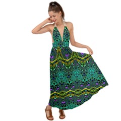 Boho Emerald Green Backless Maxi Beach Dress by SpinnyChairDesigns