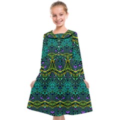 Boho Emerald Green Kids  Midi Sailor Dress by SpinnyChairDesigns