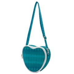 Boho Teal Pattern Heart Shoulder Bag by SpinnyChairDesigns