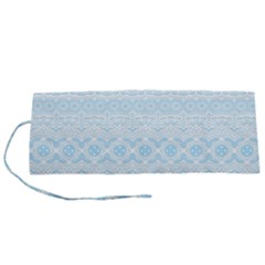 Boho Baby Blue Pattern Roll Up Canvas Pencil Holder (s) by SpinnyChairDesigns