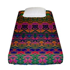 Boho Colorful Pattern Fitted Sheet (single Size) by SpinnyChairDesigns