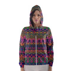 Boho Colorful Pattern Women s Hooded Windbreaker by SpinnyChairDesigns