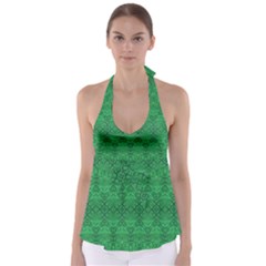 Boho Emerald Green Babydoll Tankini Top by SpinnyChairDesigns