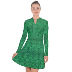 Boho Emerald Green Long Sleeve Panel Dress by SpinnyChairDesigns