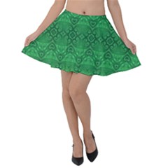 Boho Emerald Green Velvet Skater Skirt by SpinnyChairDesigns