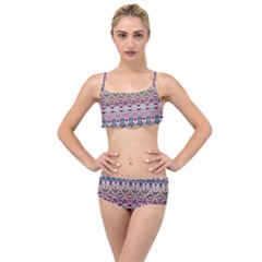 Colorful Boho Pattern Layered Top Bikini Set by SpinnyChairDesigns