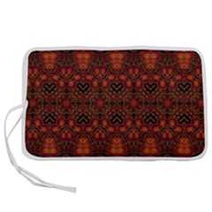 Boho Dark Red Floral Pen Storage Case (m) by SpinnyChairDesigns