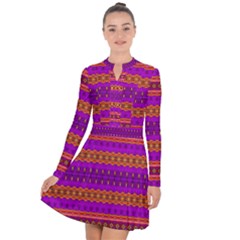 Boho Magenta And Gold Long Sleeve Panel Dress by SpinnyChairDesigns