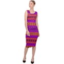 Boho Magenta and Gold Sleeveless Pencil Dress View3