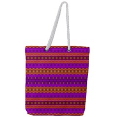 Boho Magenta And Gold Full Print Rope Handle Tote (large) by SpinnyChairDesigns