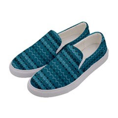 Boho Teal Pattern Women s Canvas Slip Ons by SpinnyChairDesigns