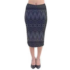 Boho Black And Silver Velvet Midi Pencil Skirt by SpinnyChairDesigns