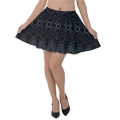 Boho Black And Silver Velvet Skater Skirt by SpinnyChairDesigns